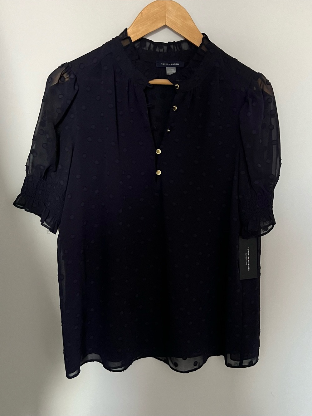 Tommy Hilfiger Floral Clip Short Sleeve Blouse